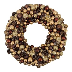 Kerstkrans bruin/goud - D 32 cm - afbeelding 2