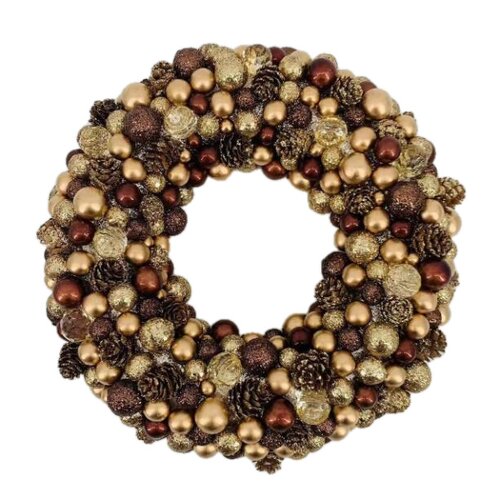 Kerstkrans bruin/goud - D 32 cm