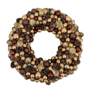 Kerstkrans bruin/goud - D 32 cm