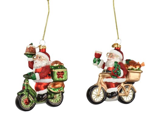 Kerstman glas - L11xH10,2cm Meerkleurig - 2 Varianten