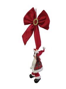 Kerstman hangend aan strik bewegende animatiepop H 90 cm excl. 3xAA - afbeelding 2