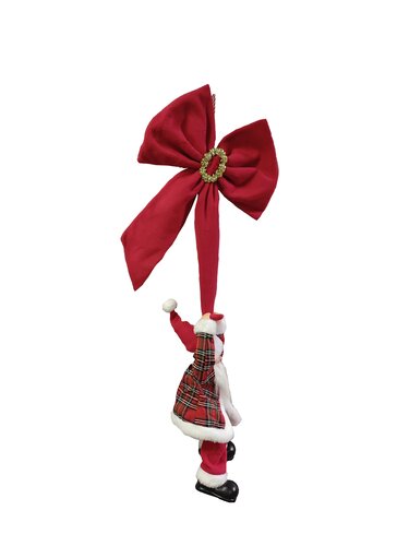 Kerstman hangend aan strik bewegende animatiepop H 90 cm excl. 3xAA - afbeelding 3