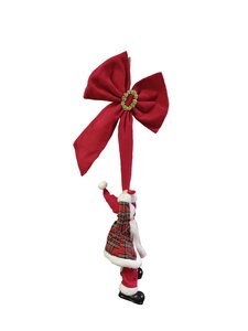 Kerstman hangend aan strik bewegende animatiepop H 90 cm excl. 3xAA - afbeelding 3