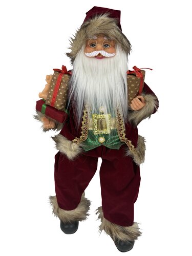 Kerstman mantel met cadeaus H 46 cm - afbeelding 1