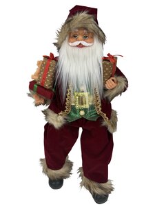 Kerstman mantel met cadeaus H 46 cm - afbeelding 1