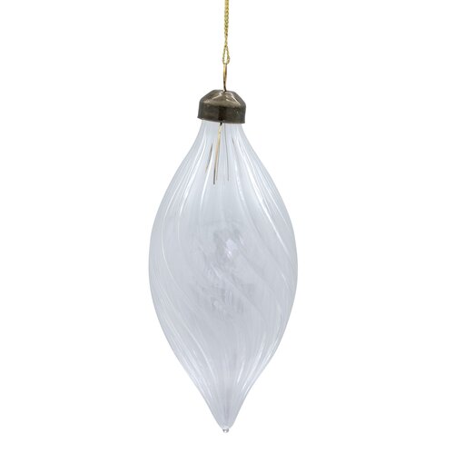 Kerstornament druppel glas gedraaid - D6xH13cm Transparant