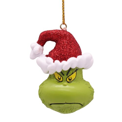 Kerstornament Grinch kersthoed boos resin 6.5 cm