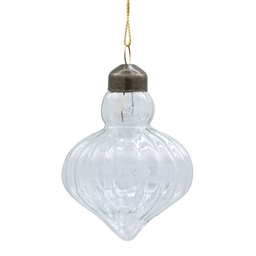 Kerstornament kroonluchter glas - D6,5xH9cm Transparant