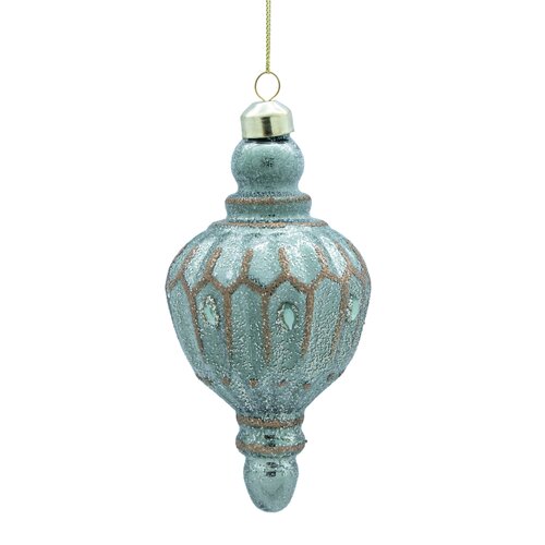 Kerstornament langwerpig glas - H15cm Groen