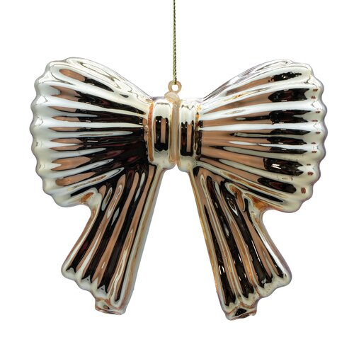 Kerstornament strik glas - H12cm Champagne