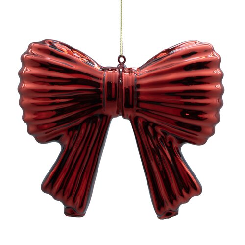 Kerstornament strik glas - H12cm Rood