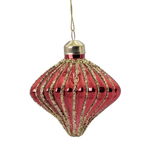 Kerstornament ui glas - D8cm Rood