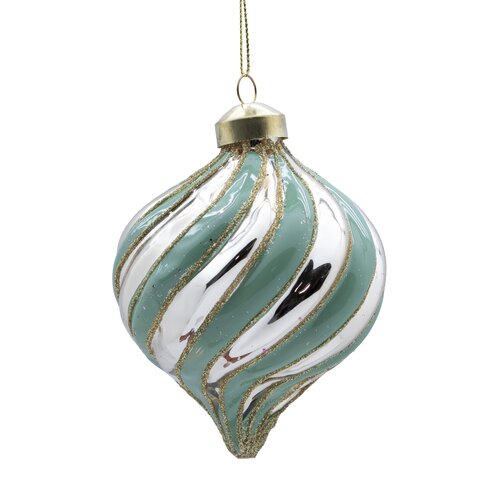Kerstornament ui glas - D9cm Mint champagne