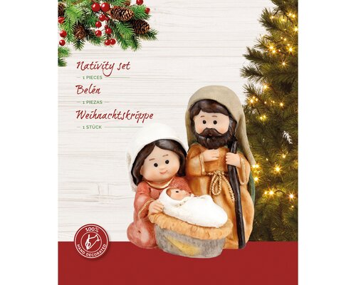 Kerststal kunststof - L10xH11,5cm Meerkleurig - afbeelding 2