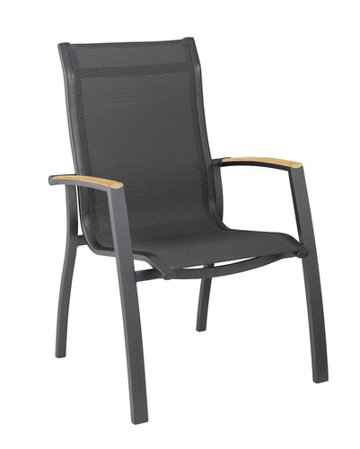 Kettler ALTURA CURVE stapelf. Met Teak armdeel