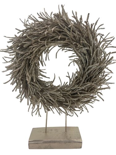 Krans op voet H 80 x B 63 cm champagne glitter