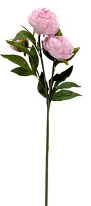 Kunst Pioenroos 3 kops - H76cm roze/paars