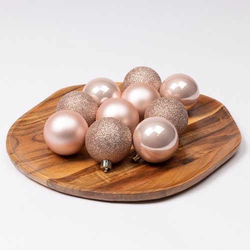 Decoris kunststof kerstballen blushy roze - D 6 cm - afbeelding 4
