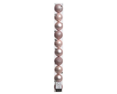 Decoris kunststof kerstballen blushy roze - D 6 cm - afbeelding 1