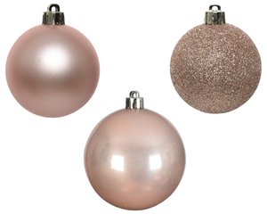 Decoris kunststof kerstballen blushy roze - D 6 cm - afbeelding 2