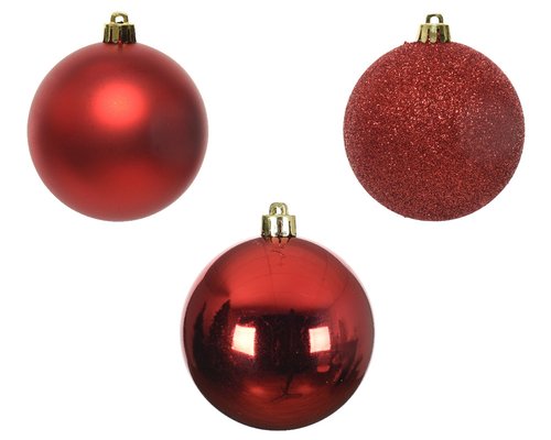Decoris kunststof kerstballen kerstrood - D 6 cm - afbeelding 2