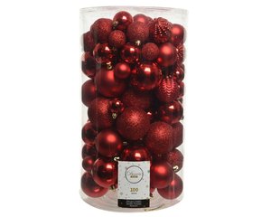 Kunststof Kerstballen Tube 100 stuks - Christmas Red - afbeelding 1