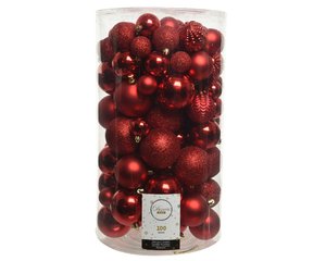 Decoris kunststof kerstballen kerstrood - D 6 cm - afbeelding 1