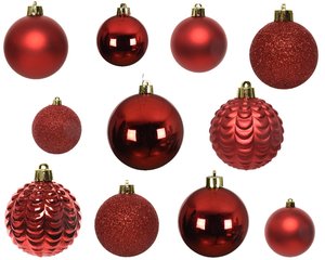 Decoris kunststof kerstballen kerstrood - D 6 cm - afbeelding 2