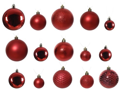 Kunststof kerstballen tube 100 stuks christmas red - afbeelding 2