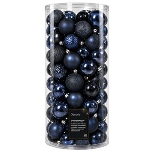 Kunststof kerstballen tube 100 stuks night blue