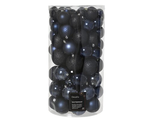 Kunststof kerstballen tube 100 stuks night blue - afbeelding 1