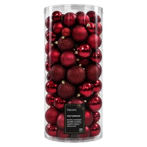 Kunststof kerstballen tube 100 stuks oxblood