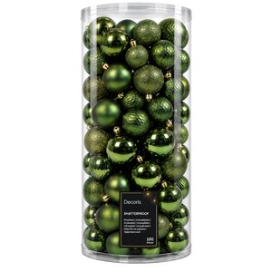 Kunststof kerstballen tube 100 stuks pine green