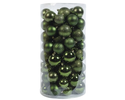 Kunststof kerstballen tube 100 stuks pine green - afbeelding 1
