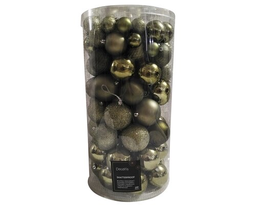 Kunststof kerstballen tube 100 stuks rosemary green