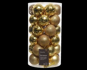 Kunststof kerstballen tube 37 stuks light gold