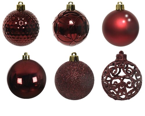 Kunststof kerstballen tube 37 stuks oxblood - afbeelding 2