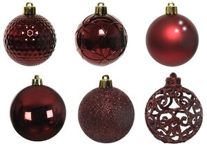 Kunststof kerstballen tube 37 stuks oxblood - afbeelding 2