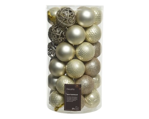Kunststof kerstballen tube 37 stuks pearl