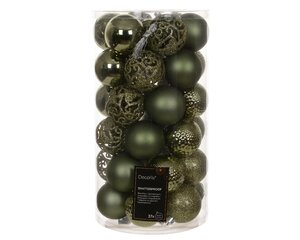 Kunststof kerstballen tube 37 stuks rosemary green