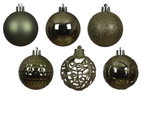 Kunststof kerstballen tube 37 stuks rosemary green - afbeelding 2