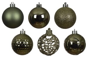Kunststof kerstballen tube 37 stuks rosemary green - afbeelding 2