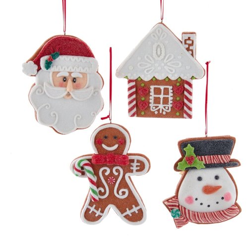 Kurt S. Adler Ornament Claydough kerstman, sneeuwvlok, huisje, gingerbread