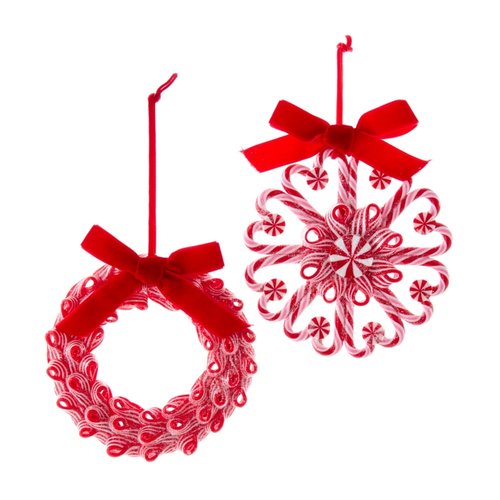 Kurt S. Adler Ornament Claydough krans rood/wit