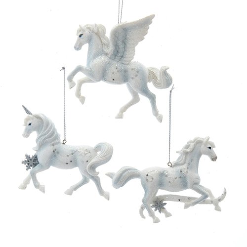 Kurt S. Adler Ornament Eenhoorn wit/zilver