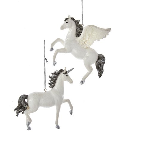 Kurt S. Adler Ornament Eenhoorn wit/zilver