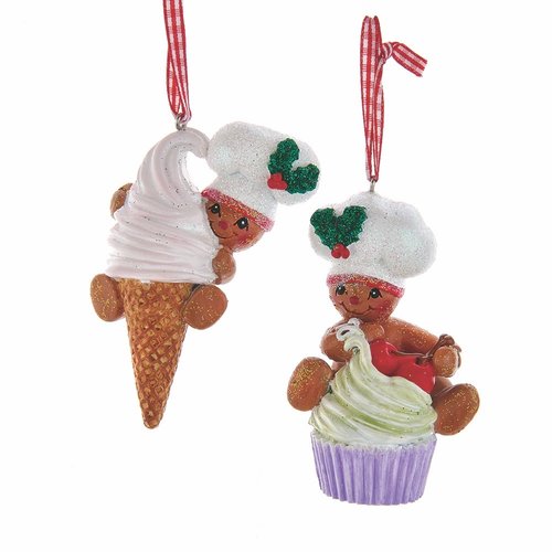 Kurt S. Adler Ornament Gingerbread jongen/meisje ijsje en cupcake