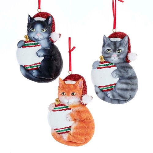 Kurt S. Adler Ornament Kat met kerstbal