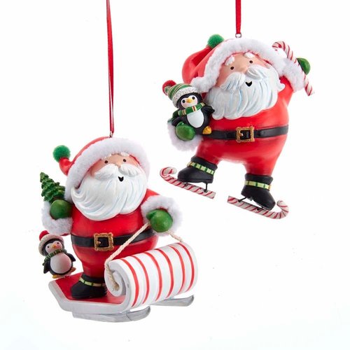 Kurt S. Adler Ornament Kerstman op slee/schaatsen