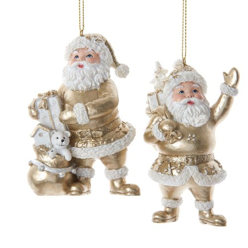 Kurt S. Adler Ornament Kerstmannen wit/goud